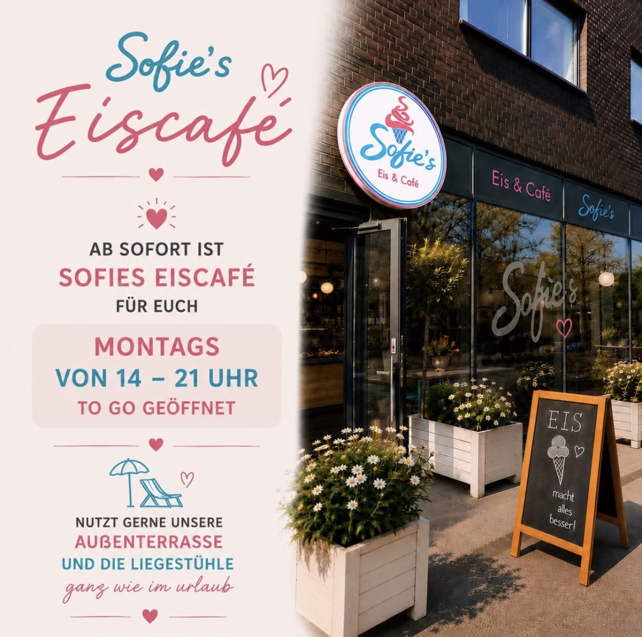 Sofie's Eis & Café – Logo und Außenansicht des Ladens in Bochum